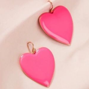 stella & dot ~ amore enamel earrings ~ hot pink hearts ~ gold back